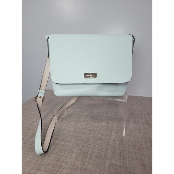 kate spade Handbags - Kate Spade New York Mint Green Leather Flap Crossbody Bag Gold Logo Plaque